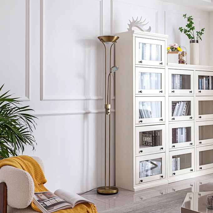 Lindby LED leeslampje Josefin, brons, leeslampje, dimbaar