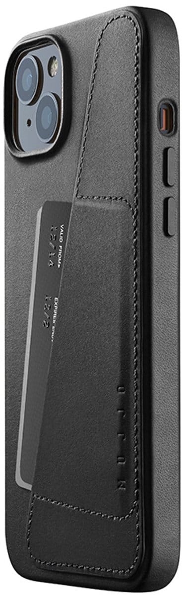 Mujjo - Full Leather Wallet geschikt voor iPhone 14 Plus - zwart