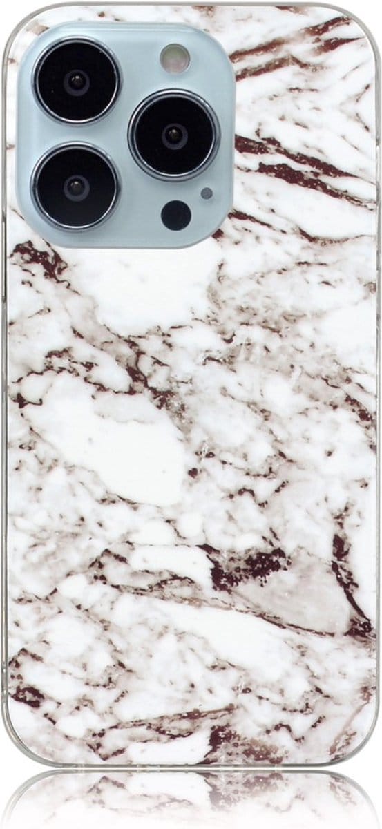 Peachy Marble TPU marmersteen hoesje geschikt voor iPhone 13 Pro Max - wit