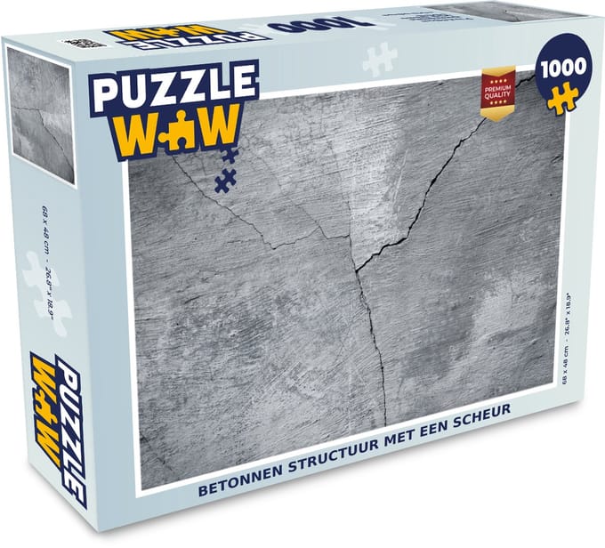 Puzzel Beton - Grijs - Scheur - Legpuzzel - Puzzel 1000 stukjes volwassenen