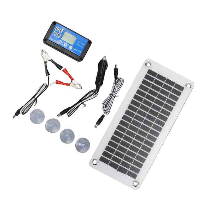 12V 30W Zonnepanelen Kit Draagbare Zonnepaneelmodule met Controller Vaste Zuignap voor gray