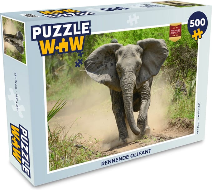 Puzzel Rennende olifant - Legpuzzel - Puzzel 500 stukjes