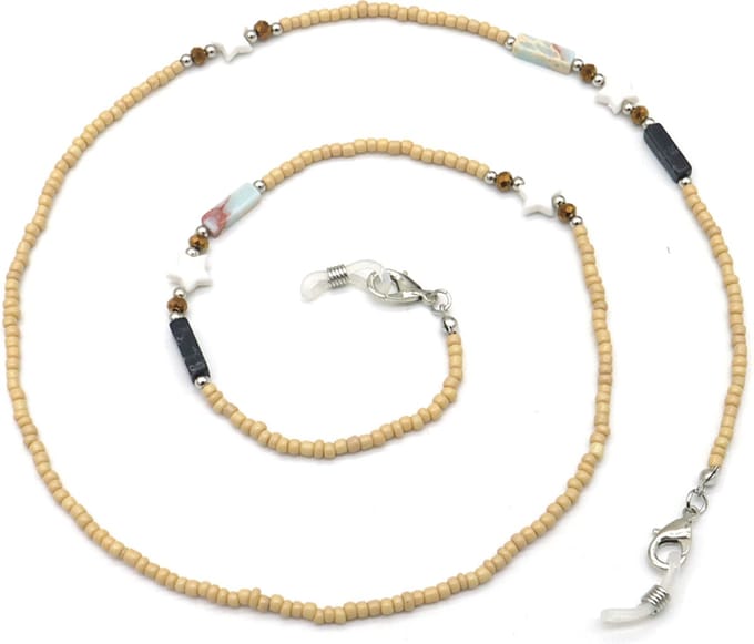 Brillenkoord - Kralen en Sterren - Ketting voor Zonnebril - Bruin