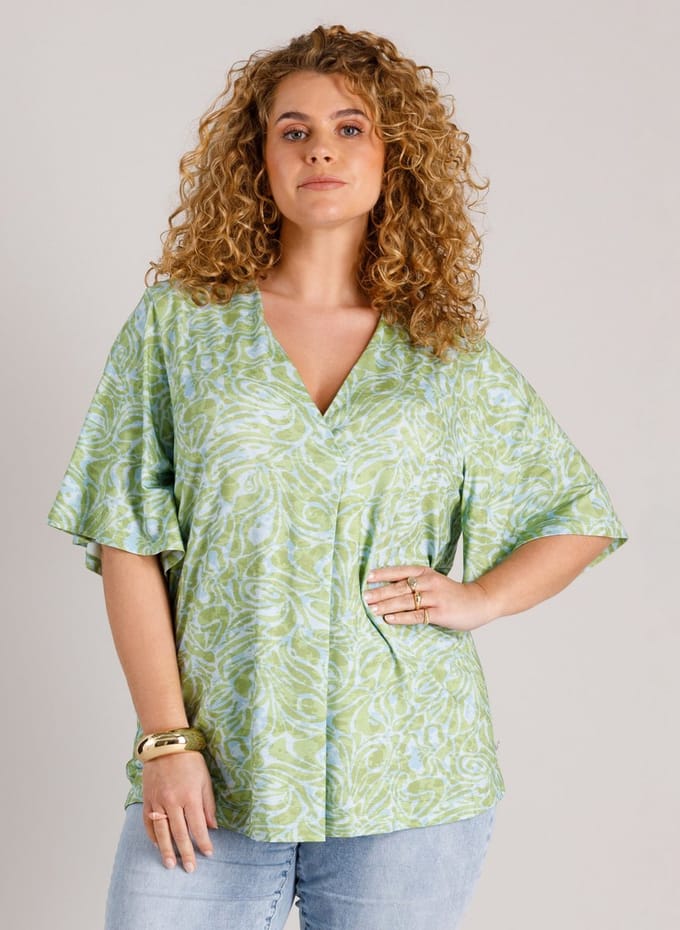 YEST CURVE YCFawn Tops - Botanic Green/Multi - maat 0(46)