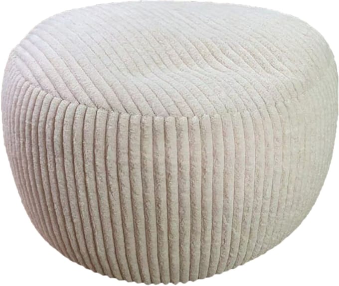Poef - ⌀ 35 cm - ribstof - beige