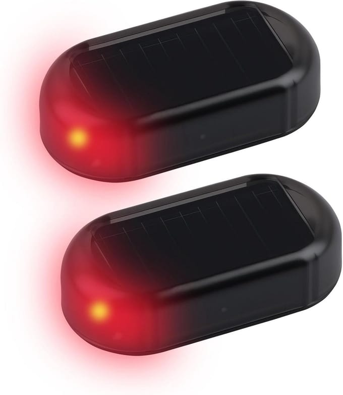 Set van 2 Zonne-energie LED Alarmen Diefstalbeveiliging Auto Motorfiets Licht