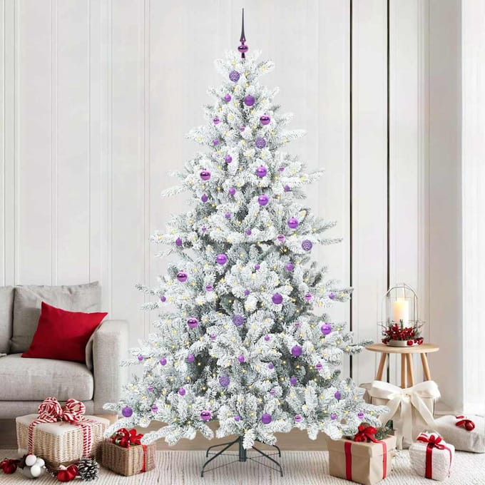 vidaXL - Kunstmatige - Hinged - Kerstboom - Wit - 240 - cm - PVC - en - Staal