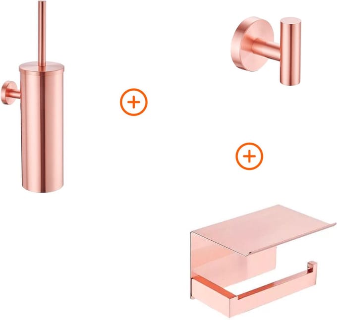 Toilet accessoires set Mat rosé goud design