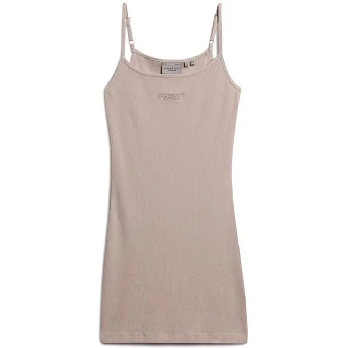 Superdry - Geborduurde geribde jurk met bandjes - Dames - Jurken