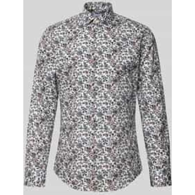Slim fit zakelijk overhemd van katoen met kentkraag