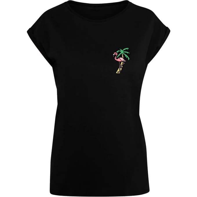 T-shirt dames Mister Tee Flamingo Extended Shoulder