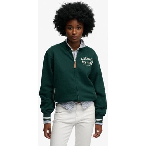 Superdry Country Club Jersey Bomber Green Grootte: 34