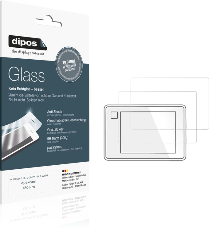 dipos – 2x Pantserfolie geschikt voor Apexcam X80 Pro | 9H Screenprotector