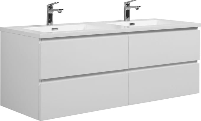 Badplaats Badkamermeubel Set Angela 140 cm – Wit Hoogglans – Badmeubel met Wastafel