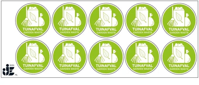 Tuinafval sticker | 5 cm - 10 stuks per vel