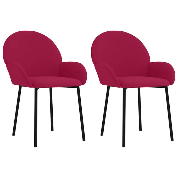 vidaXL - Eetkamerstoelen - 2 - st - fluweel - wijnrood