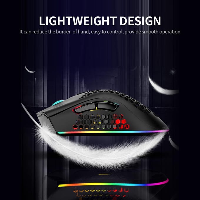 2.4G draadloze gamingmuis Oplaadbare muis met RGB-lichteffect 3 instelbare DPI Uitgehold wit
