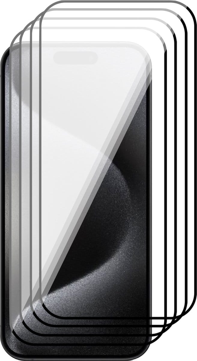 Screenprotector geschikt voor iPhone 15 Pro Max - 4x Gehard Glas Screen Protector FullGuard