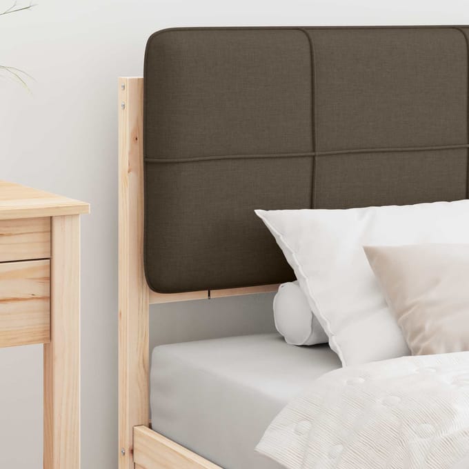 vidaXL - Bedframe - met - Gevoerde - Hoofdbord - Taupe - 90 - x - 200 - cm