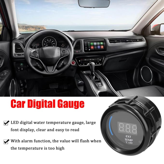 52mm Uitlaatgastemperatuurmeter Digitale auto-ext-temperatuurmeter LED-display EGT (40-120)Celsius x10 met zwart
