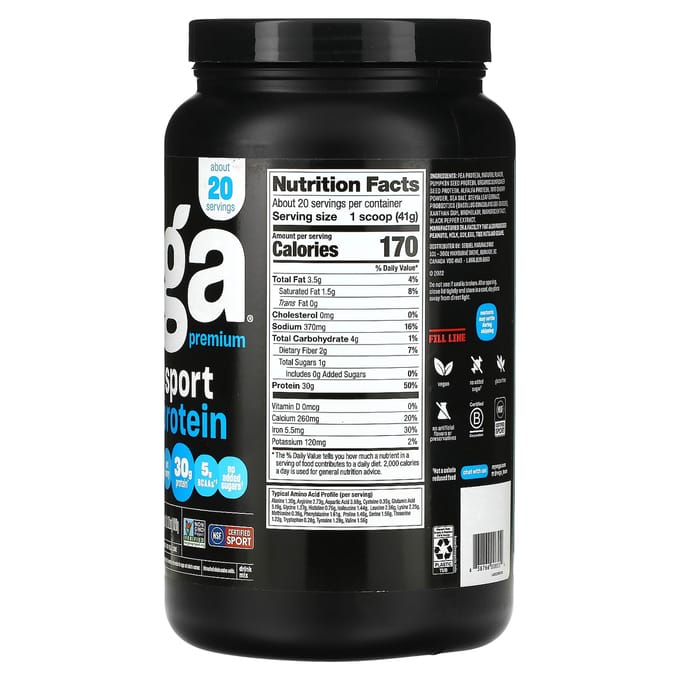 Vega, Sport, plantaardig premium eiwitpoeder, vanille, 29.2 oz (828 g)