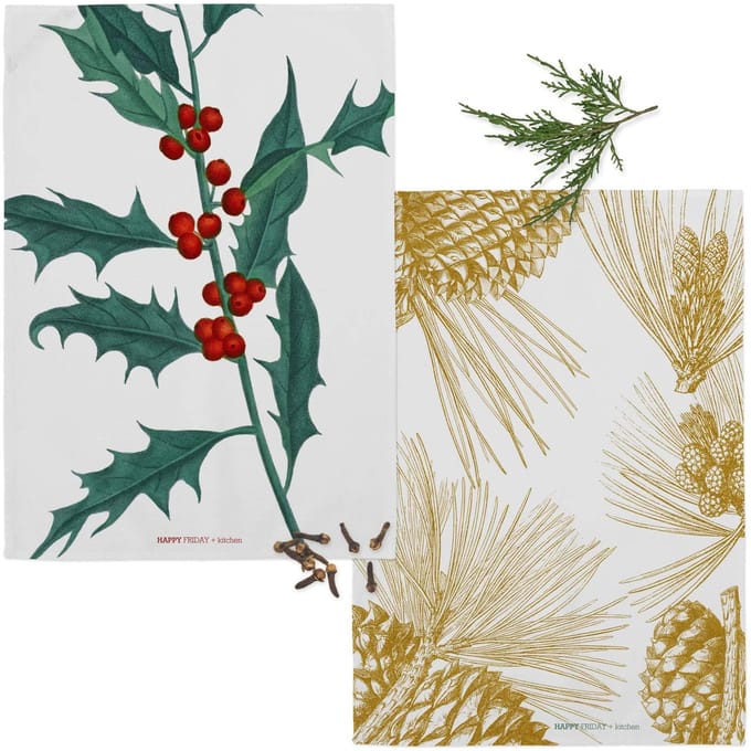 Set van 2 theedoeken Mistletoe | Happy Friday