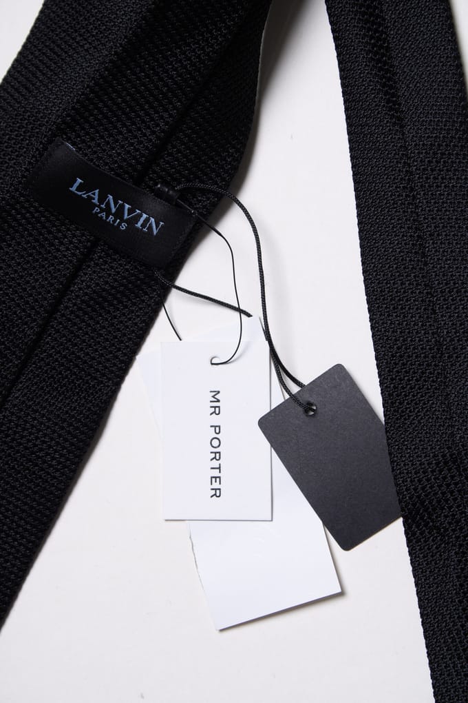 Lanvin, zwarte gestructureerde stropdas