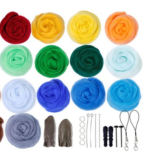 Naaldviltset 25 kleuren wol, pluizig, zacht, milieuvriendelijk, eenvoudig te bedienen viltset voor doe-het-zelf-knutselwerkjes gray
