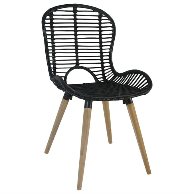 vidaXL - Eetkamerstoelen - 4 - st - natuurlijk - rattan - zwart