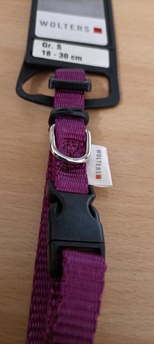 Wolters halsband Basic maat S 18 - 30cm groot kleur braam