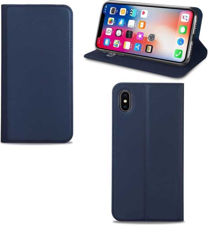 Apple iPhone X | Xs Hoesje Blauw met Pashouder