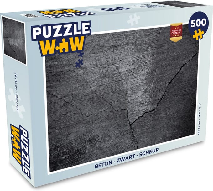 Puzzel Beton - Zwart - Scheur - Legpuzzel - Puzzel 500 stukjes