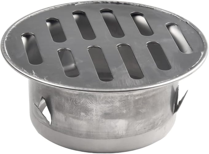 Vloerafvoer RVS - Afvoerputje Deksel - Buiten Afwatering - Holle Constructie - 63mm Diameter - Zilver