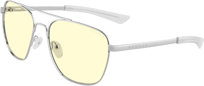 GUNNAR - MUSTANG Gaming Bril - Computerbril - Blauw Licht Bril - Blue Light Glasses 0.2 Sterkte - Chrome - Amber