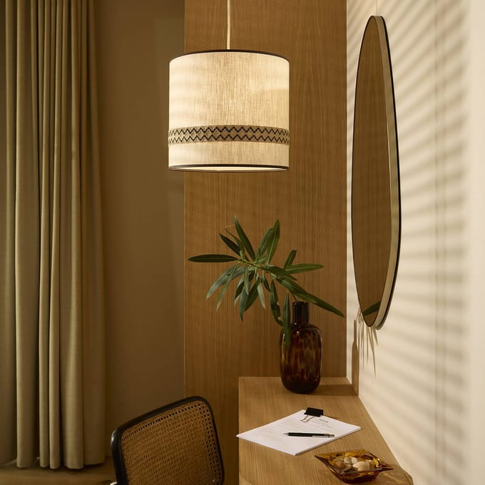MARKET SET Hanglamp Jimmy, Ø 35 cm, beige, patroonrand
