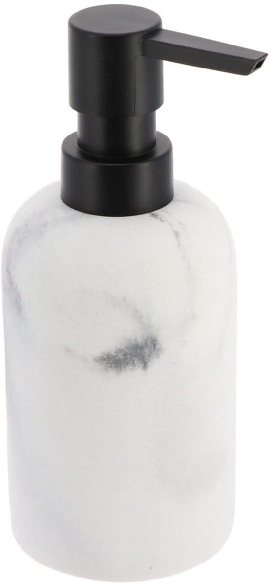 Tendance Zeeppompje/zeepdispenser - wit - marmer look - kunststof - 300 ml
