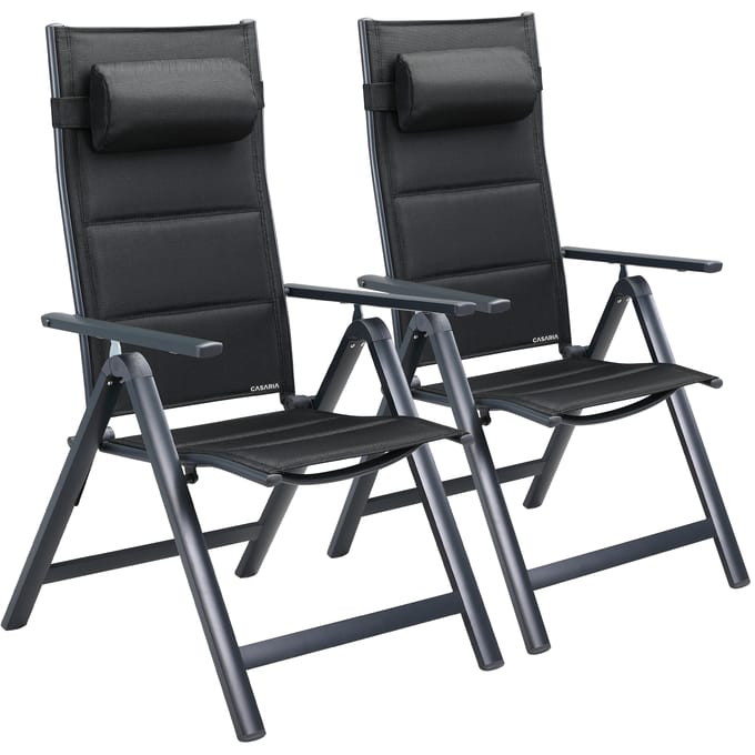 Casaria Tuinstoel Set van 2 - Aluminium Inklapbaar 7 Standen - Antraciet