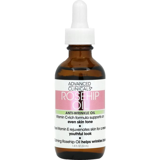 Advanced Clinicals Rosehip Oil Serum – Met Vitamine E & Botanische Oliën – Hydraterend Gezichtsserum
