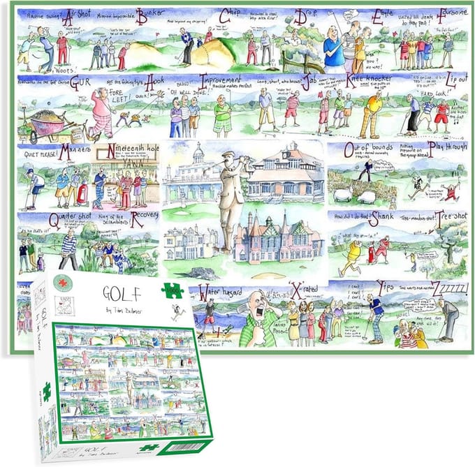 Jigsaw Puzzel 1000 Stukjes Golf Thema - Humoristisch A-Z Ontwerp