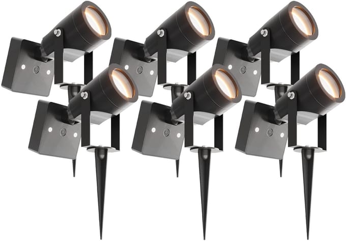 Ledvion - 6X LED Solar Prikspots, Zwart, IP65, 3000K