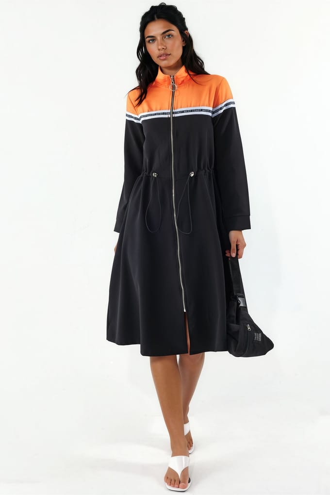 Kleurgebroken Midi Jersey Jurk