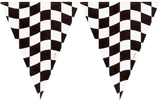 Haza - Vlaggetjes - Racing thema zwart/wit geblokt - 366 cm - plastic