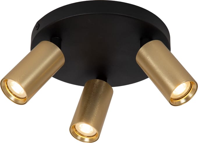 Lucide RITMO - Plafondspot (Plafondlamp) - Ø 18 cm - 3xGU10 (MR11) - Mat Goud / Messing