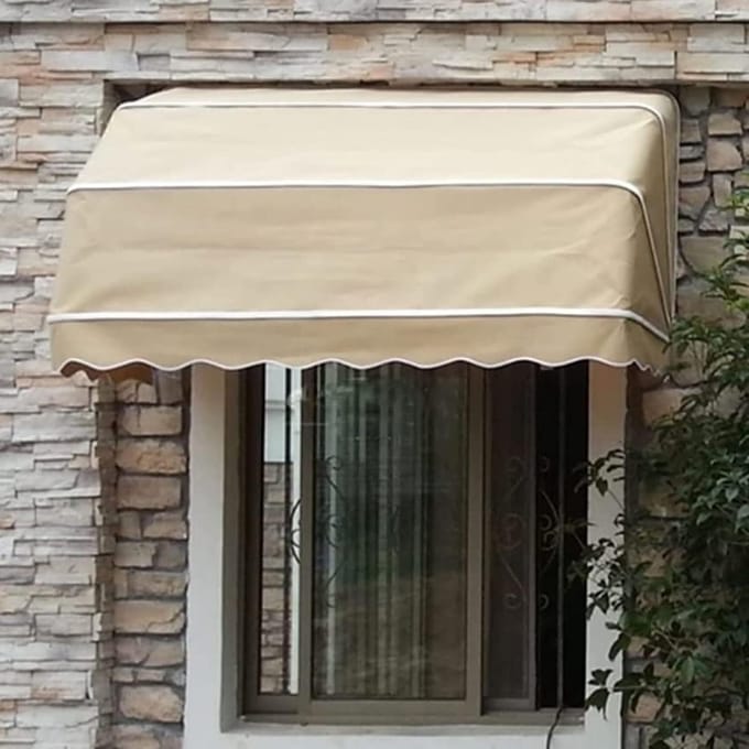 Buitenkant Luifel - Terras Overkapping - Bescherming Buiten - Waterdicht Aluminium Frame - 60x60cm - Khaki