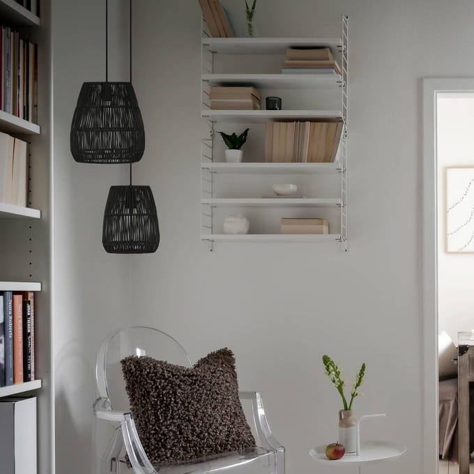 PR Home Hanglamp Saigon, rotanlook, zwart, Ø 28 cm