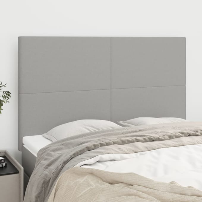 vidaXL - Hoofdbord - lichtgrijs - 144x5x118/128 - cm - stof