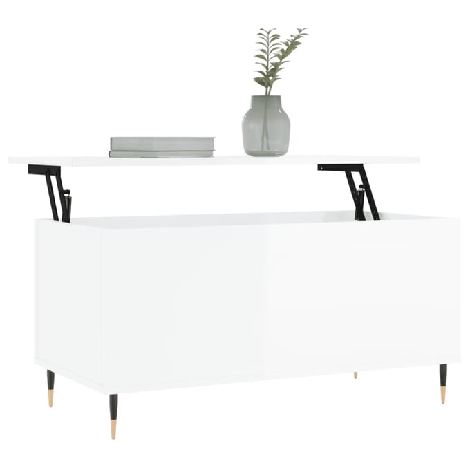 vidaXL - Salontafel - 90x44,5x45 - cm - bewerkt - hout - hoogglans - wit