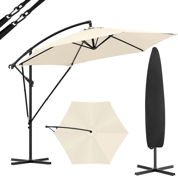 UrbanSelect - Zweefparasol met voet - Ruime schaduw - Flexibel verstelbaar