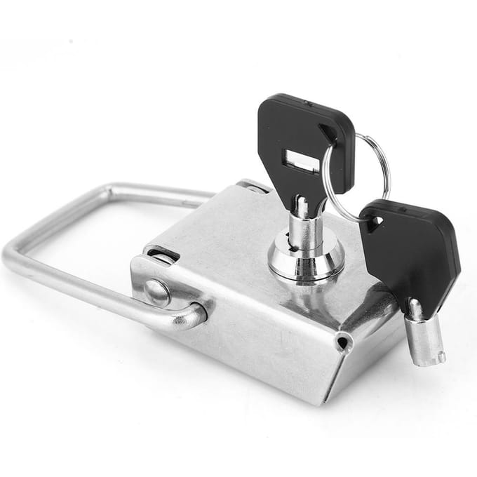 Roestvrij Staal Hasp Veiligheidsslot Doos Koffer Toggle Sluiting Vanghaak Gesp Sluiting met 2 Sleutels 70mm white