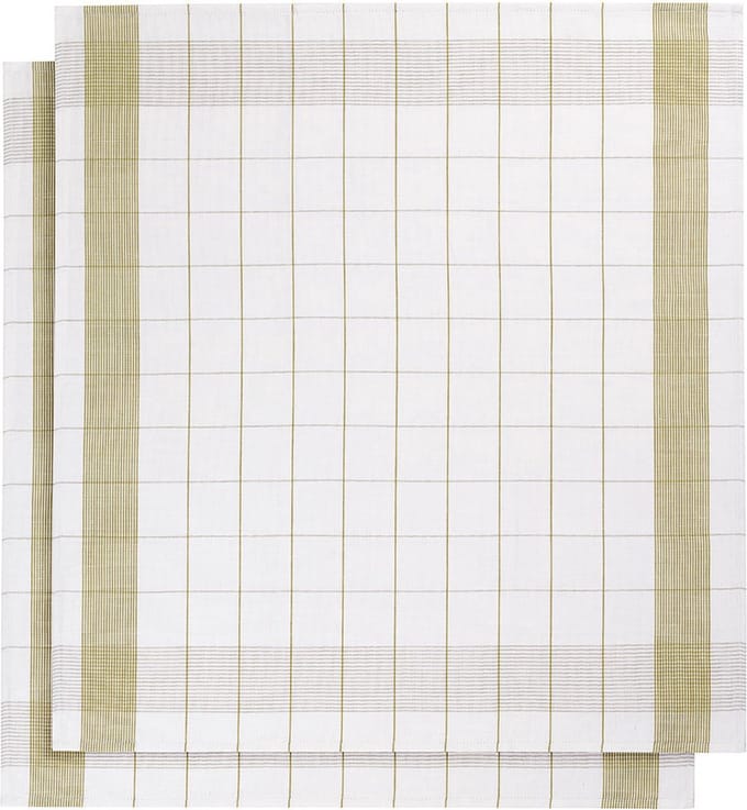 set van 12 keukenhanddoeken - De Witte Lietaer - wit-yellowgreen